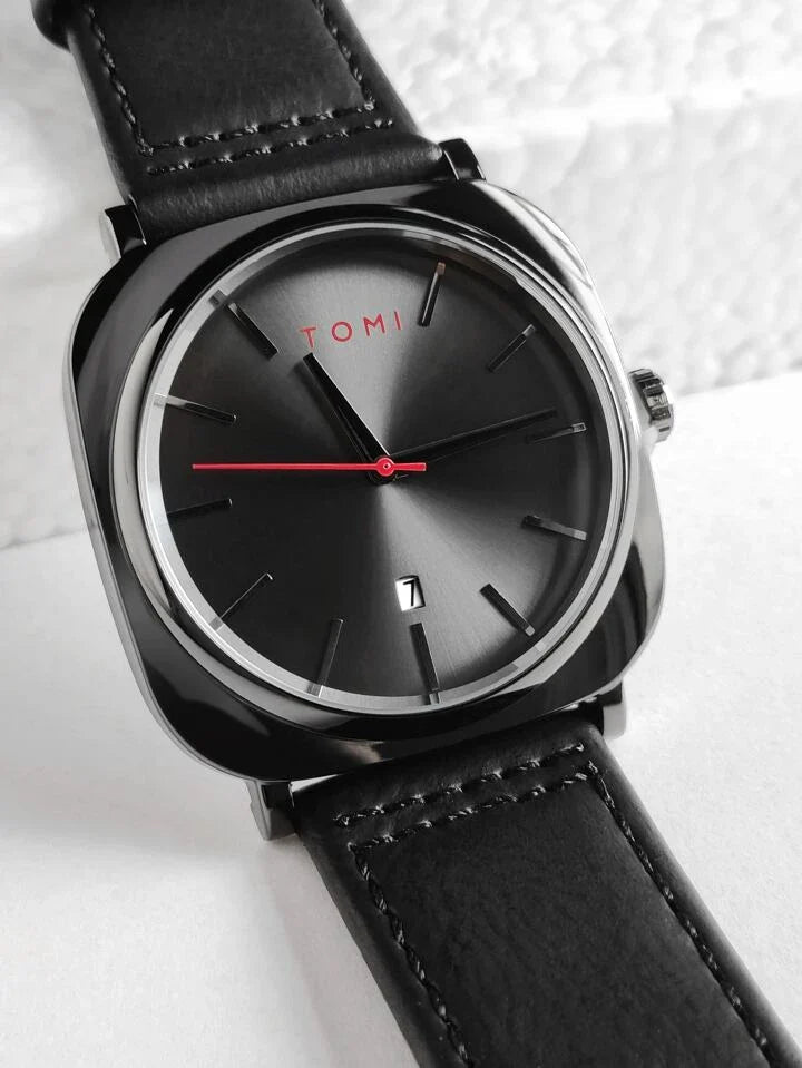 TOMI Men's Watch Quartz Date Leather Strap Irtaza Rasool Store