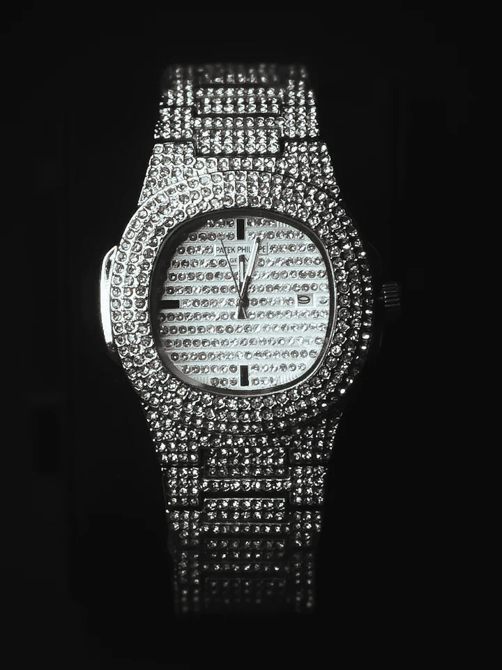Silver Iced Out Patek Philippe Irtaza Rasool Store