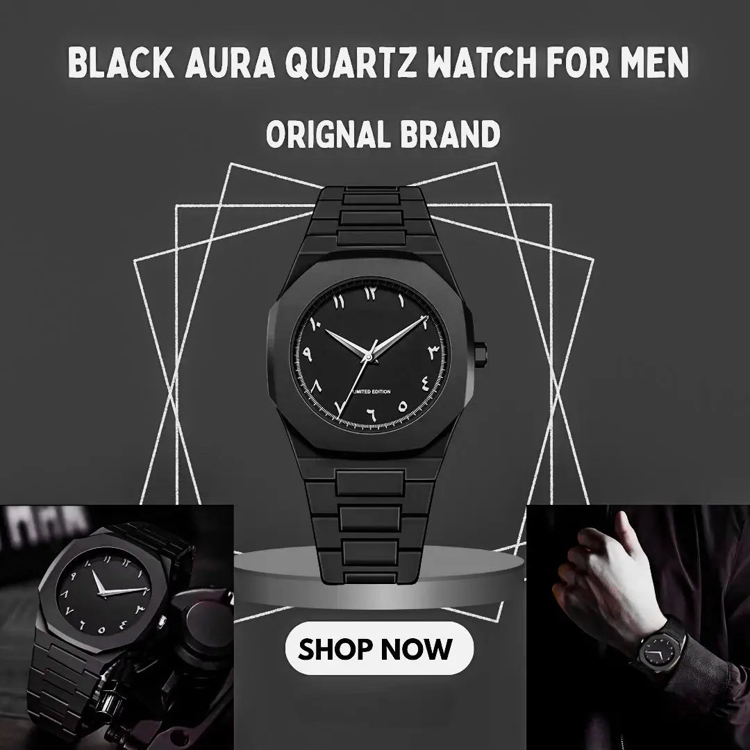 Men Black Aura Arabic Watch Irtaza Rasool Store