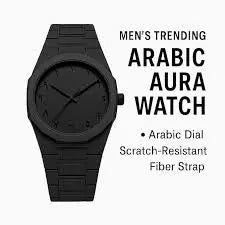 Men Black Aura Arabic Watch Irtaza Rasool Store