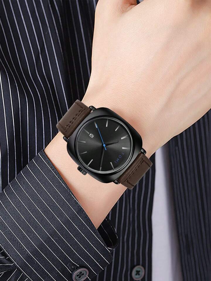 TOMI T-084 Men's Watch Quartz Date Leather Straps Irtaza Rasool Store