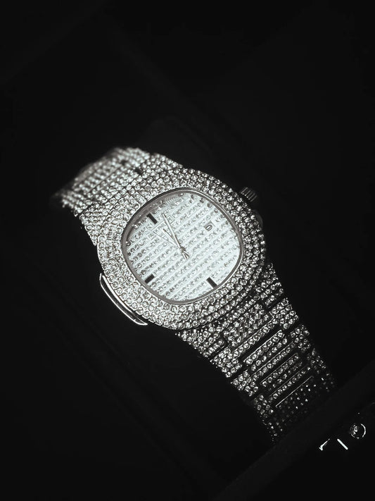 Silver Iced Out Patek Philippe Irtaza Rasool Store