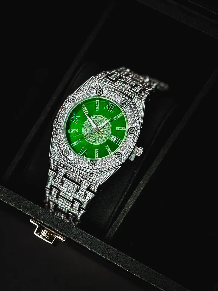 "Iced Out AP Green Dial | Custom Diamond Royal Oak Watch" Irtaza Rasool Store
