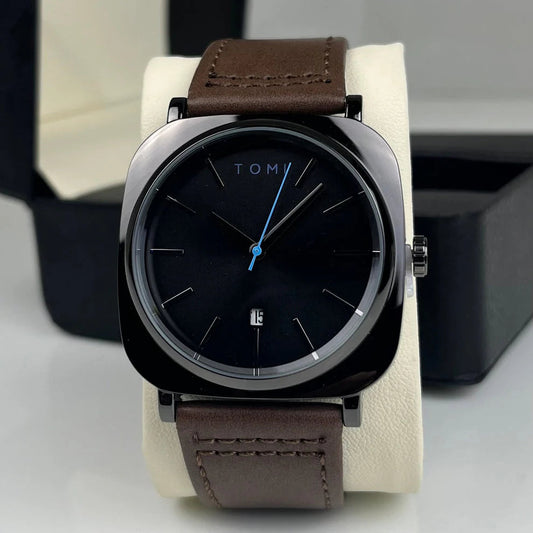 TOMI T-084 Men's Watch Quartz Date Leather Straps Irtaza Rasool Store